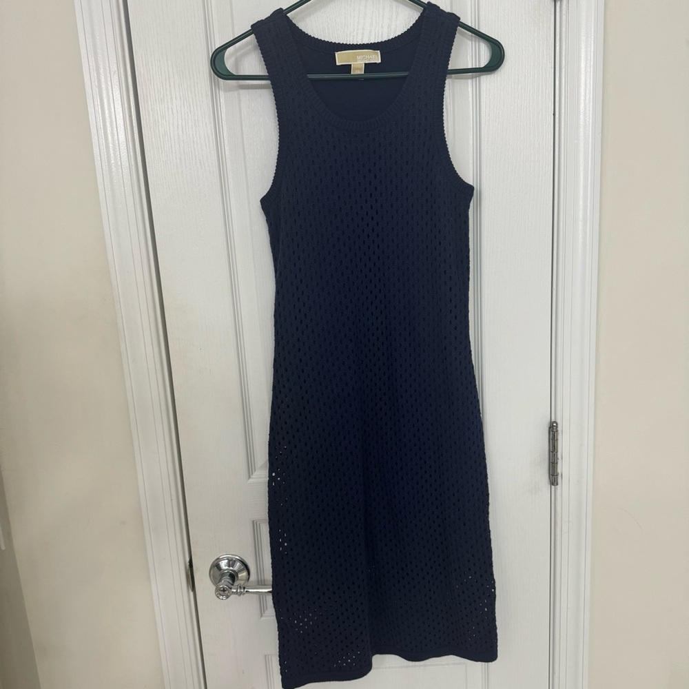 NWOT Navy MICHAEL Michael Kors Knitted Mesh Dress